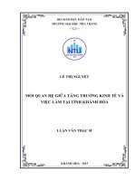 Mối quan hệ giữa tăng trưởng kinh tế và việc làm tại tỉnh khánh hòa