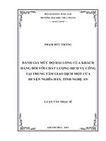 Đánh giá mức độ hài lòng của khách hàng đối với chất lượng dịch vụ công tại trung tâm giao dịch một cửa huyện nghĩa đàn, tỉnh nghệ an