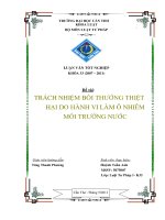 Trách nhiệm bồi thường thiệt hại do hành vi làm ô nhiễm, suy thoái môi trường nước 