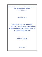 Nghiên cứu khả năng gây bệnh hoại tử gan tụy cấp của một số loài vi khuẩn vibrio trên tôm nuôi nước lợ tại một số tỉnh phía bắc
