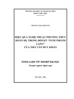 Hiệu quả nghệ thuật phương thức hoán dụ trong hồi ký tuổi thơ im lặng của nhà văn duy khán 