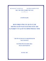 hoàn thiện công tác quản lý chi thường xuyên ngân sách nhà nước cho sự nghiệp y tế tại sở tài chính tỉnh bắc ninh