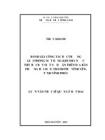 Đánh giá công tác bồi thường giải phóng mặt bằng khi nhà nước thu hôi đất một số dự án trên địa bàn phường hội hợp, thành phố vĩnh yên, tỉnh vĩnh phúc 