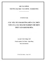 Các yếu tố ảnh hưởng đến cấu trúc vốn của các doanh nghiệp chế biến thủy sản khánh hòa luận văn thạc sỹ 2015 