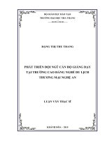 Phát triển đội ngũ cán bộ giảng dạy tại trường cao đẳng nghề du lịch thương mại nghệ an