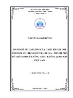 Đánh giá sự hài lòng của hành khách đối với dịch vụ chặng bay rạch giá   thành phố hồ chí minh của hãng hàng không quốc gia việt nam