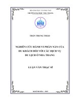 Nghiên cứu hành vi phàn nàn của du khách đối với các dịch vụ du lịch ở nha trang