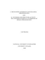 Mechanistic studies of anti malarial spiroindolones and synthesis and structure activity relationship studies of an inhibitor of dengue proliferation