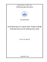 Giải pháp quản lý khai thác nghề lưới rê ở huyện đảo cô tô, tỉnh quảng ninh