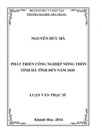 Phát triển công nghiệp nông thôn tỉnh hà tĩnh đến năm 2020