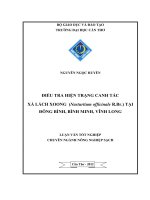 điều tra hiện trạng canh tác xà lách xoong (nasturtium officinale r.br.) tại đông bình, bình minh, vĩnh long