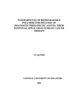 Nanoparticles of biodegradable polymers for delivery of diagnostic therapeutic agents their potential application in brain cancer therapy