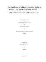 The significance of subjective cognitive decline in primary care and memory clinic patients