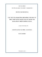 Các yếu tố ảnh hưởng đến dỏng vốn đầu tư trực tiếp nước ngoài vào các quốc gia đang phát triển ở đông nam á luận văn thạc sỹ 2015 