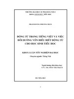 Động từ trong tiếng việt và việc bồi dưỡng vốn hiểu biết động từ cho học sinh tiểu học 