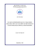Xây dựng mô hình đồng quản lý hoạt động khai thác thủy sản vùng biển ven bờ áp dụng ở xã hải ninh, huyện tĩnh gia, tỉnh thanh hóa