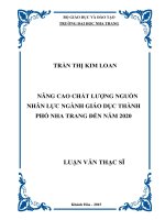 Nâng cao chất lượng nguồn nhân lực ngành giáo dục thành phố nha trang đến năm 2020