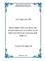 Hoàn thiện công tác quản trị nguồn nhân lực của công ty cổ phần xây dựng hạ tầng dầu khí nghệ an
