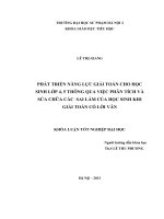 Phát triển năng lực giải toán cho học sinh lớp 4, 5 thông qua việc phân tích và sửa chữa các sai lầm của học sinh khi giải toán có lời văn 
