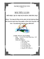 Xây dựng hệ thống chỉ tiêu, phân tích tình hình hoạt động kinh doanh tại ngân hàng Nông nghiệp và Phát triển Nông thôn Việt Nam - Chi nhánh Hải Châu giai đoạn 2008-2010