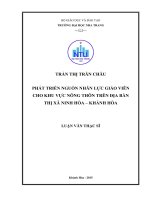 Phát triển nguồn lực giáo viên cho khu vực nông thôn trên địa bàn thị xã ninh hòa, tỉnh khánh hòa