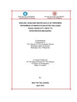 Enlish language macro   skills of freshman vietnamese students in selected colleges in bac giang city input to intervention measures 