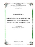 Phân tích các yếu tố ảnh hưởng đến huy động vốn tại ngân hàng TMCP ngoại thương chi nhánh nha trang 