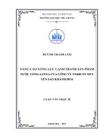 Nâng cao năng lực cạnh tranh sản phẩm nước uống sanna của công ty TNHH NN MTV yến sào khánh hòa