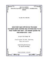 Giải pháp hạn chế rủi ro tín dụng tại ngân hàng thương mại cổ phần đầu tư và phát triển việt nam   chi nhánh quảng trị giai đoạn 2015 2020 