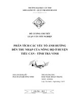 PHÂN TÍCH CÁC YẾU TỐ ẢNH HƯỞNG ĐẾN THU NHẬP CỦA NÔNG HỘ Ở HUYỆN TIỂU CẦN - TỈNH TRÀ VINH