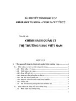 CHÍNH SÁCH QUẢN LÝ THỊ TRƯỜNG VÀNG TẠI VIỆT NAM