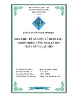 điều chế trà an thần từ dược liệu thiên nhiên  vông nem, lá sen trinh nữ và lạc tiên