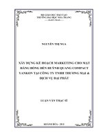 Xây dựng kế hoạch marketing cho mặt hàng bóng đèn huỳnh quang compact yankon tại công ty TNHH thương mại và dịch vụ đại phát
