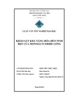 khảo sát khả năng hóa dẻo tinh bột của monoglyceride lỏng
