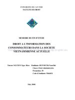 droit a l’information des consommateurs dans la societe vietnammienne actuelle