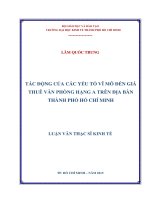 tác động của các yếu tố vĩ mô đến giá thuê văn phòng hạng a trên địa bàn thành phố hồ chí minh 