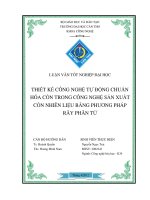 thiết kế công nghệ tự động chuẩn hóa cồn trong công nghệ sản xuất cồn nhiên liệu bằng phương pháp rây phân tử
