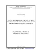 Giải pháp hoàn thiện quản lý nhà nước cấp huyện đối với các dự án đầu tư bằng nguồn vốn ngân sách trên địa bàn huyện lương sơn, tỉnh hòa bình 