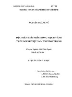 ĐẶC điểm GIẢI PHẪU ĐỘNG MẠCH VÀNH TRÊN NGƯỜI VIỆT NAM TRƯỞNG THÀNH 
