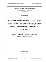 Kỹ năng phân tích câu của học sinh lớp 4 trường tiểu học liên minh   thành phố vĩnh yên   vĩnh phúc 