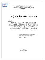 MỘT SỐ CÂU HỎI TRẮC NGHIỆM KHÁCH QUAN CHƯƠNG ĐIỆN MÔI VÀ CHƯƠNG VẬT LIỆU TỪ TRONG CHƯƠNG TRÌNH VẬT LÍ ĐẠI CƯƠNG