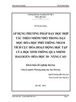Áp dụng phương pháp dạy học hợp tác theo nhóm nhỏ trong dạy học hóa học phổ thông nhằm tích cực hóa họat động học tập của học sinh thông qua nhóm halogen   hóa học 10   nâng cao 