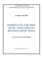 NGHIÊN CỨU CHẾ BIẾN RƯỢU VANG NHO CÓ BỔ SUNG DƯỢC THẢO