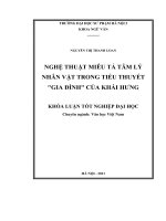 Nghệ thuật miêu tả tâm lý nhân vật trong tiểu thuyết gia đình của khái hưng 