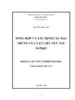 Tổng hợp và xác định các đặc trưng của vật liệu xúc tác fe   mgo 