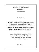 Nghiên cứu tổng hợp copolyme (axit metacrylic co metyl metacrylat) bằng phương pháp trùng hợp trong dung dịch 