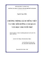 CHƯƠNG TRÌNH, SÁCH TIẾNG VIỆT VÀ VIỆC BỒI DƯỢNG CẢM QUAN VĂN HỌC CHO TUỔI THƠ