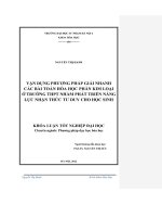 Vận dụng phương pháp giải nhanh các bài toán hoá học phần kim loại trường THPT nhằm phát triển năng lực nhận thức và tư duy cho học sinh 