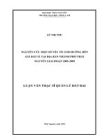 NGHIÊN CỨU MỘT SỐ YẾU TỐ ẢNH HƯỞNG ĐẾN GIÁ ĐẤT Ở, TẠI ĐỊA BÀN THÀNH PHỐ THÁI NGUYÊN GIAI ĐOẠN 2005-2009