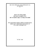 ĐẨY MẠNH HOẠT ĐỘNG THÔNG TIN ĐỐI NGOẠI TRONG QUÁ TRÌNH HỘI NHẬP QUỐC TẾCỦA VIỆT NAM HIỆN NAY